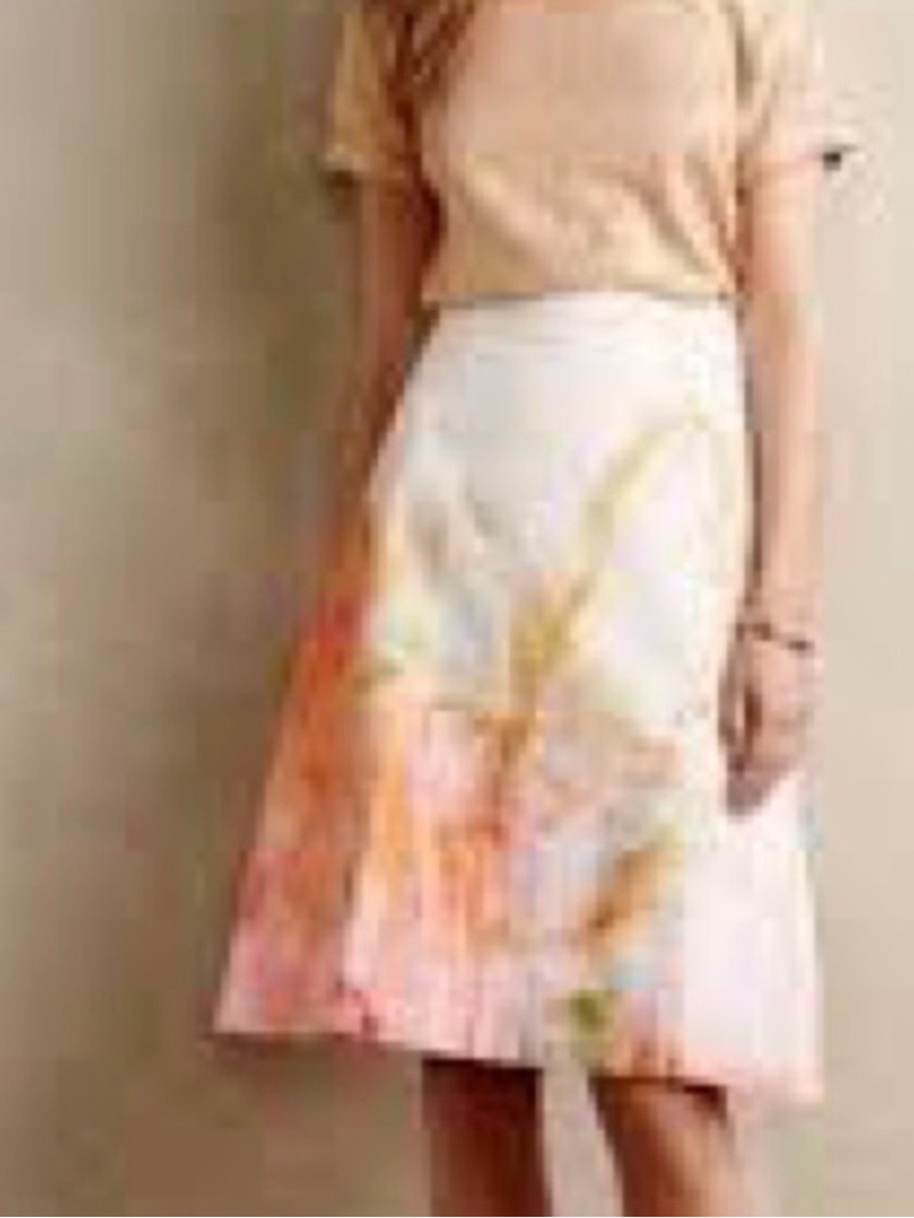 Claire Desjardins Size 4 White & Pink A-Line Skirt.